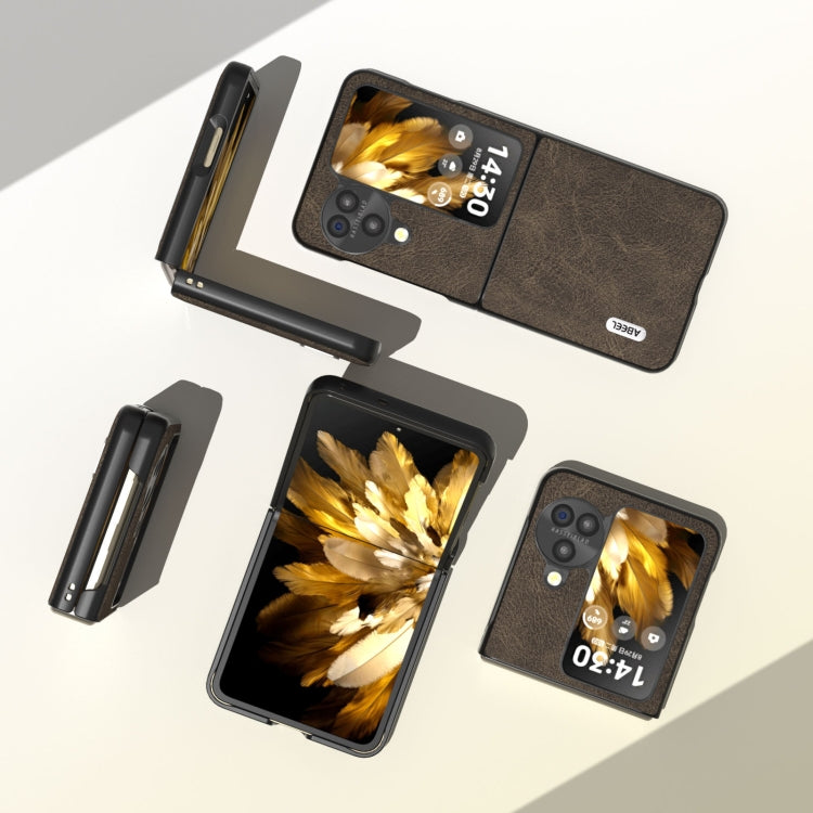 For OPPO Find N3 Flip ABEEL Dream Litchi Texture PU Phone Case(Khaki)