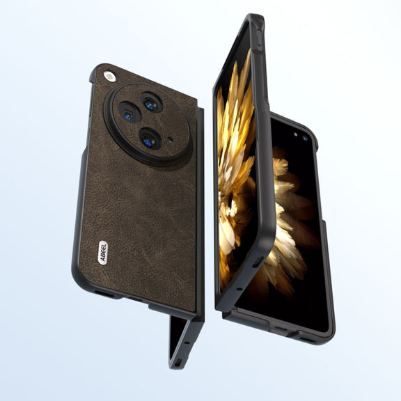 For OPPO Find N3 / OnePlus Open ABEEL Dream Litchi Texture PU Phone Case(Khaki)