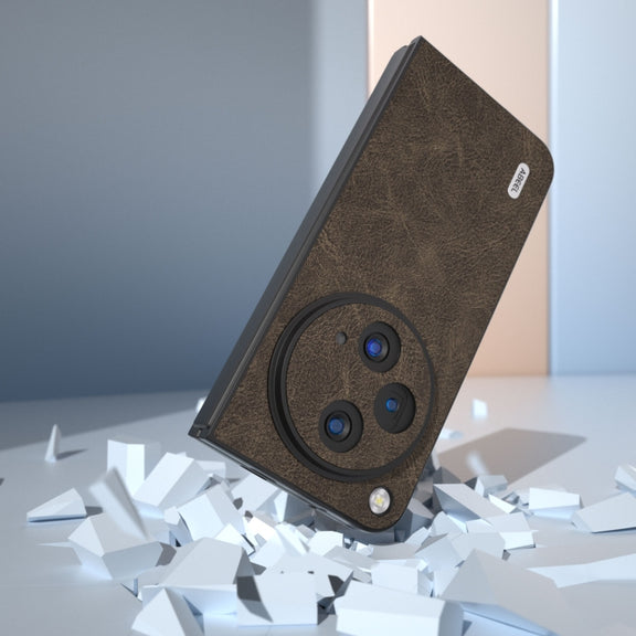 For OPPO Find N3 / OnePlus Open ABEEL Dream Litchi Texture PU Phone Case(Khaki)