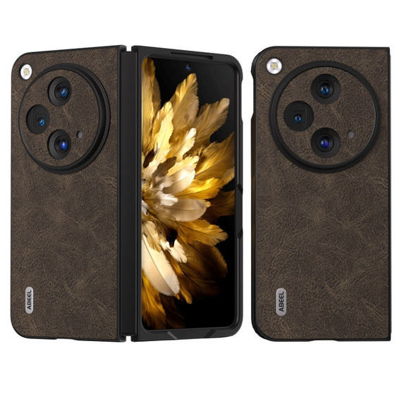 For OPPO Find N3 / OnePlus Open ABEEL Dream Litchi Texture PU Phone Case(Khaki)