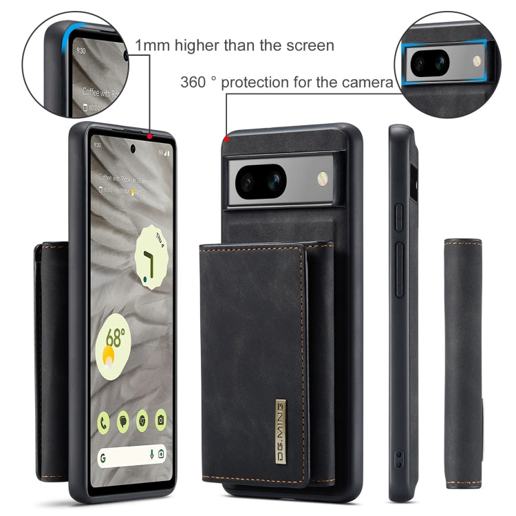 For Google Pixel 7A DG.MING M1 Series 3-Fold Multi Card Wallet + Magnetic Phone Case(Black)
