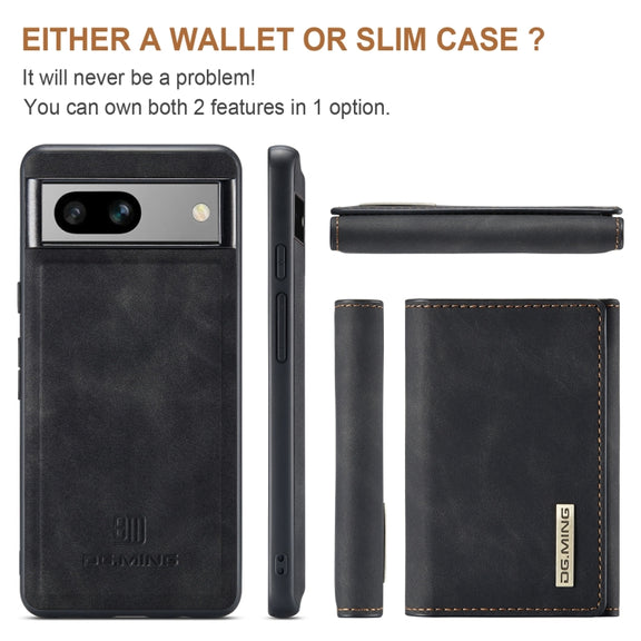 For Google Pixel 7A DG.MING M1 Series 3-Fold Multi Card Wallet + Magnetic Phone Case(Black)