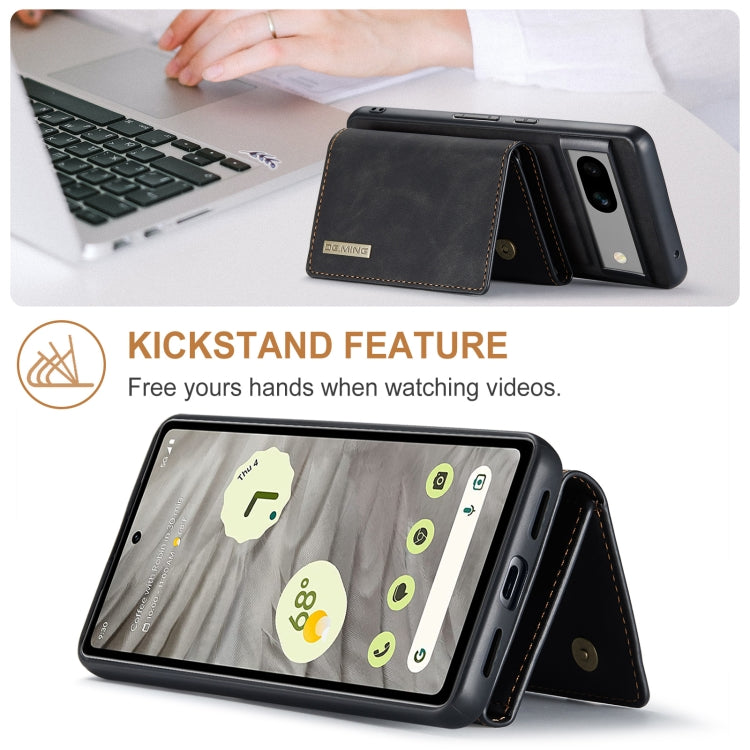 For Google Pixel 7A DG.MING M1 Series 3-Fold Multi Card Wallet + Magnetic Phone Case(Black)