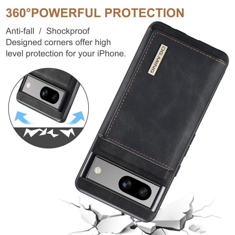 For Google Pixel 7A DG.MING M1 Series 3-Fold Multi Card Wallet + Magnetic Phone Case(Black)