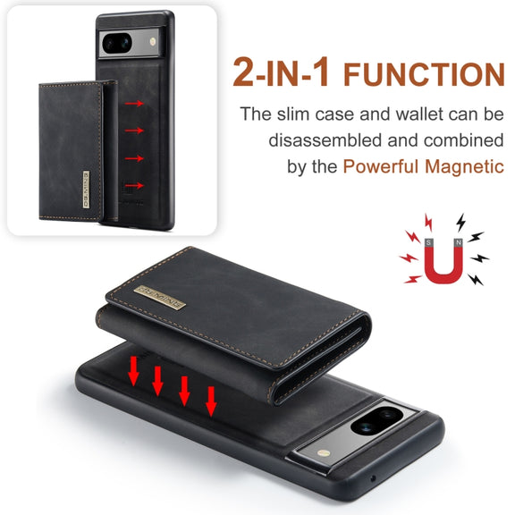 For Google Pixel 7A DG.MING M1 Series 3-Fold Multi Card Wallet + Magnetic Phone Case(Black)