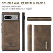 For Google Pixel 7A DG.MING M1 Series 3-Fold Multi Card Wallet + Magnetic Phone Case(Coffee)