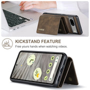 For Google Pixel 7A DG.MING M1 Series 3-Fold Multi Card Wallet + Magnetic Phone Case(Coffee)