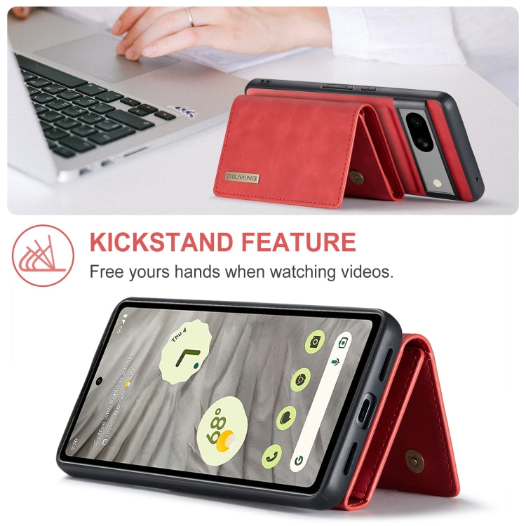 For Google Pixel 7A DG.MING M1 Series 3-Fold Multi Card Wallet + Magnetic Phone Case(Red)