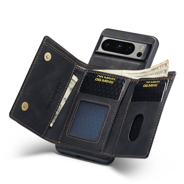For Google Pixel 8 Pro DG.MING M1 Series 3-Fold Multi Card Wallet + Magnetic Phone Case(Black)