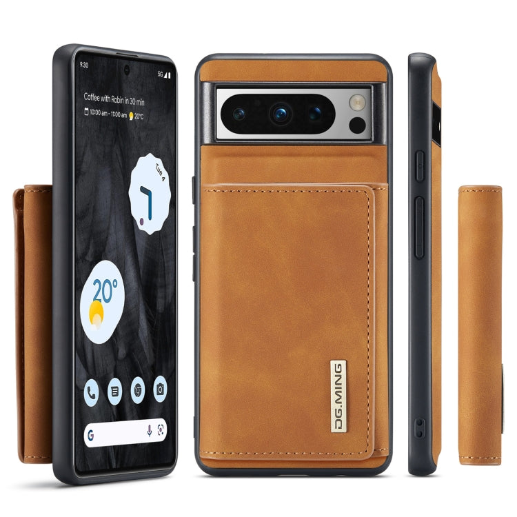For Google Pixel 8 Pro DG.MING M1 Series 3-Fold Multi Card Wallet + Magnetic Phone Case(Brown)