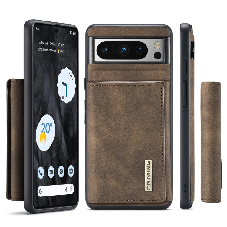 For Google Pixel 8 Pro DG.MING M1 Series 3-Fold Multi Card Wallet + Magnetic Phone Case(Coffee)