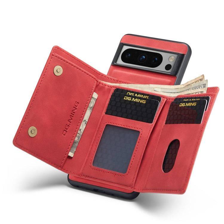 For Google Pixel 8 Pro DG.MING M1 Series 3-Fold Multi Card Wallet + Magnetic Phone Case(Red)