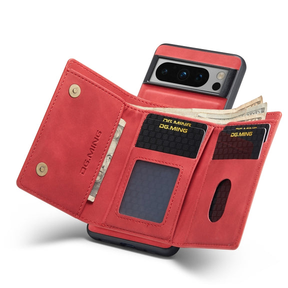 For Google Pixel 8 Pro DG.MING M1 Series 3-Fold Multi Card Wallet + Magnetic Phone Case(Red)