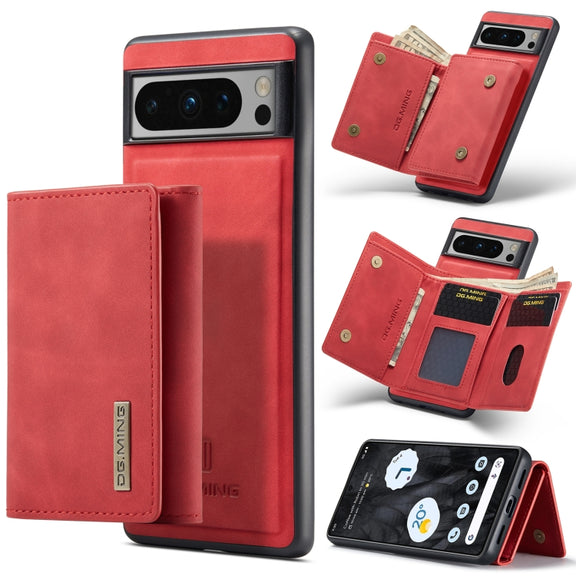 For Google Pixel 8 Pro DG.MING M1 Series 3-Fold Multi Card Wallet + Magnetic Phone Case(Red)