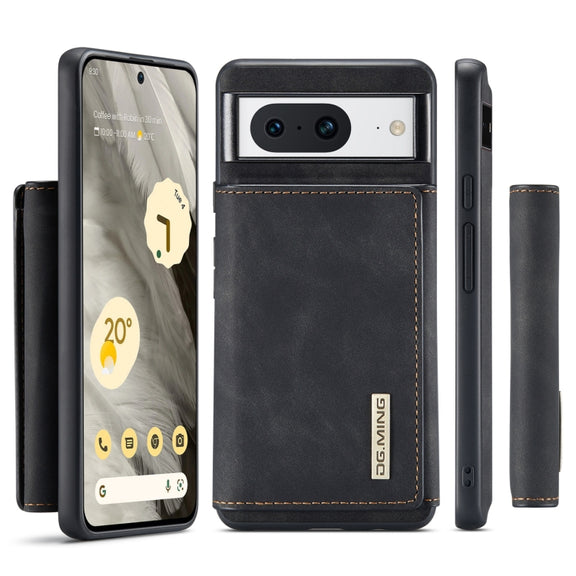 For Google Pixel 8 DG.MING M1 Series 3-Fold Multi Card Wallet + Magnetic Phone Case(Black)