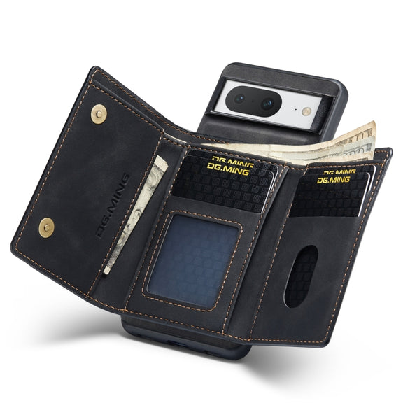 For Google Pixel 8 DG.MING M1 Series 3-Fold Multi Card Wallet + Magnetic Phone Case(Black)