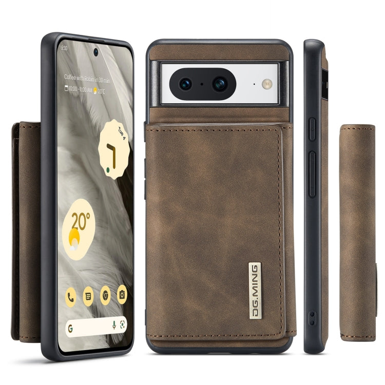 For Google Pixel 8 DG.MING M1 Series 3-Fold Multi Card Wallet + Magnetic Phone Case(Coffee)