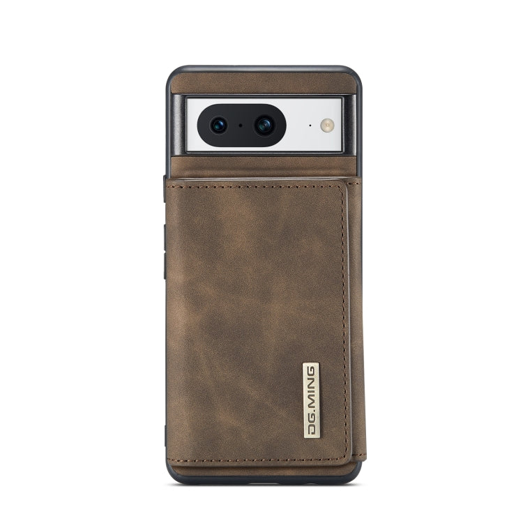For Google Pixel 8 DG.MING M1 Series 3-Fold Multi Card Wallet + Magnetic Phone Case(Coffee)