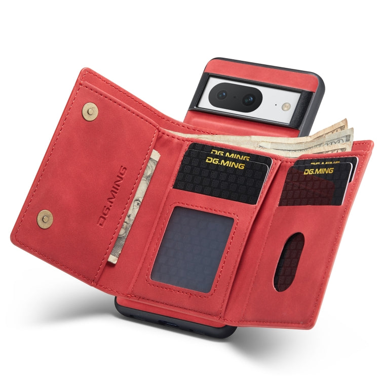 For Google Pixel 8 DG.MING M1 Series 3-Fold Multi Card Wallet + Magnetic Phone Case(Red)