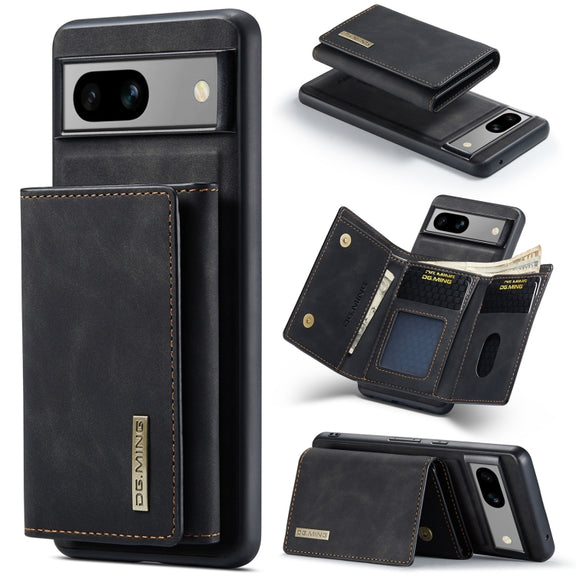 For Google Pixel 8A DG.MING M1 Series 3-Fold Multi Card Wallet + Magnetic Phone Case(Black)