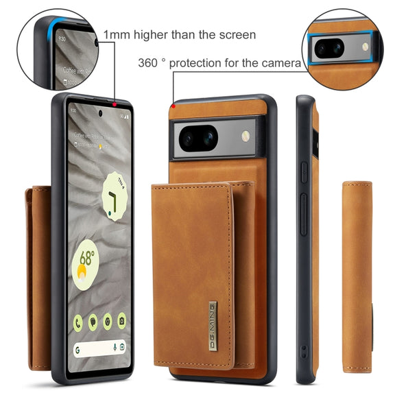 For Google Pixel 8A DG.MING M1 Series 3-Fold Multi Card Wallet + Magnetic Phone Case(Brown)