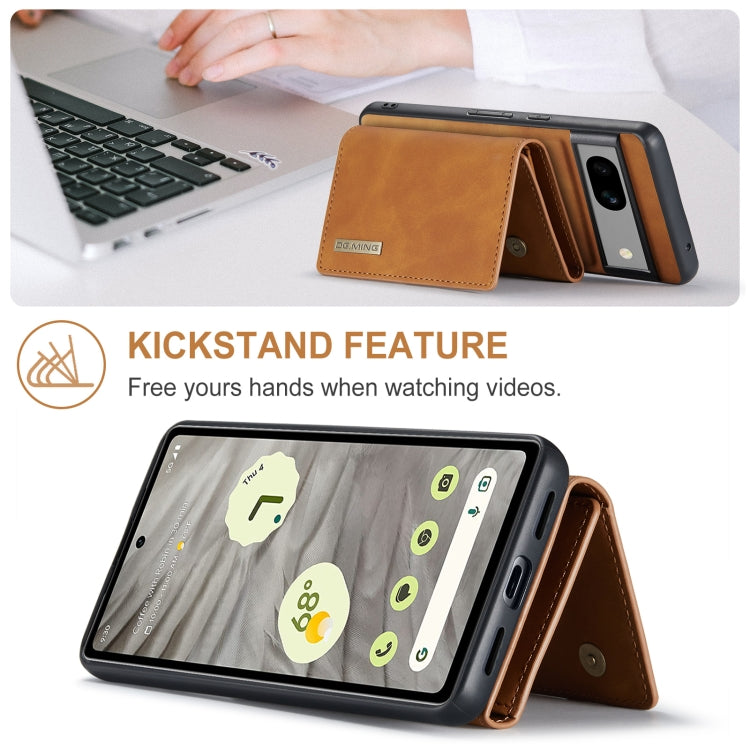 For Google Pixel 8A DG.MING M1 Series 3-Fold Multi Card Wallet + Magnetic Phone Case(Brown)