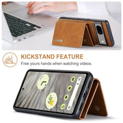 For Google Pixel 8A DG.MING M1 Series 3-Fold Multi Card Wallet + Magnetic Phone Case(Brown)