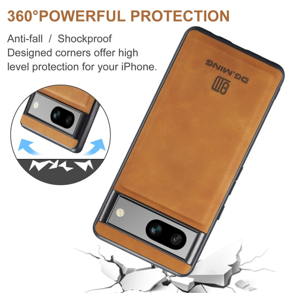 For Google Pixel 8A DG.MING M1 Series 3-Fold Multi Card Wallet + Magnetic Phone Case(Brown)