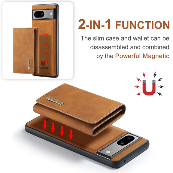 For Google Pixel 8A DG.MING M1 Series 3-Fold Multi Card Wallet + Magnetic Phone Case(Brown)