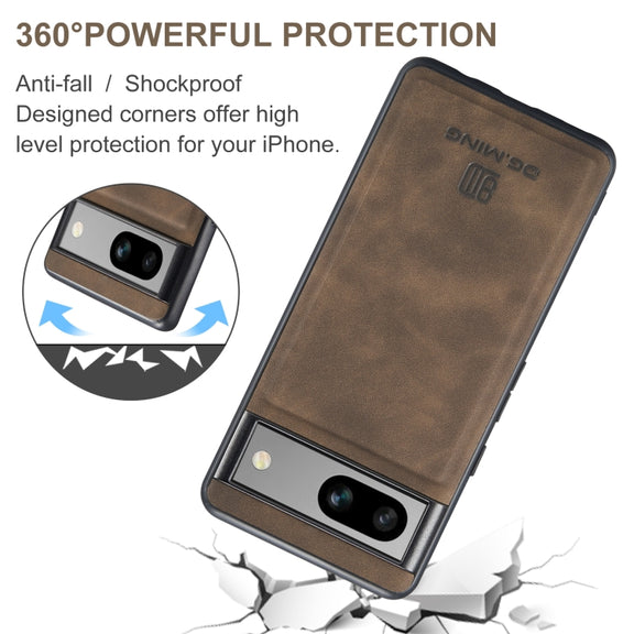 For Google Pixel 8A DG.MING M1 Series 3-Fold Multi Card Wallet + Magnetic Phone Case(Coffee)