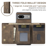 For Google Pixel 8A DG.MING M1 Series 3-Fold Multi Card Wallet + Magnetic Phone Case(Coffee)