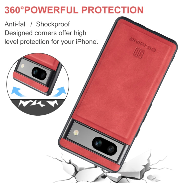 For Google Pixel 8A DG.MING M1 Series 3-Fold Multi Card Wallet + Magnetic Phone Case(Red)