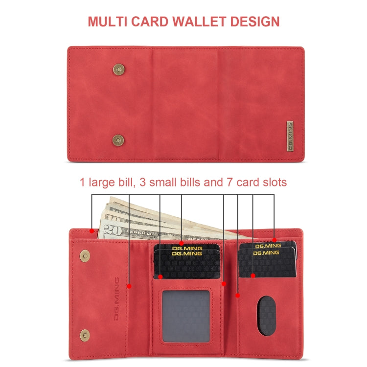 For Google Pixel 8A DG.MING M1 Series 3-Fold Multi Card Wallet + Magnetic Phone Case(Red)