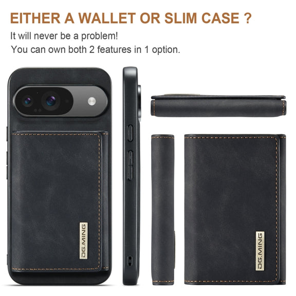 For Google Pixel 9 / 9 Pro DG.MING M1 Series 3-Fold Multi Card Wallet + Magnetic Phone Case(Black)