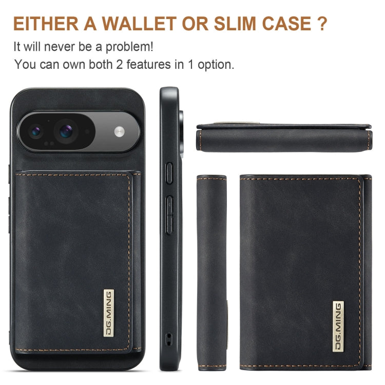 For Google Pixel 9 / 9 Pro DG.MING M1 Series 3-Fold Multi Card Wallet + Magnetic Phone Case(Black)