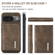 For Google Pixel 9 / 9 Pro DG.MING M1 Series 3-Fold Multi Card Wallet + Magnetic Phone Case(Coffee)