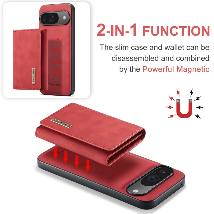For Google Pixel 9 / 9 Pro DG.MING M1 Series 3-Fold Multi Card Wallet + Magnetic Phone Case(Red)