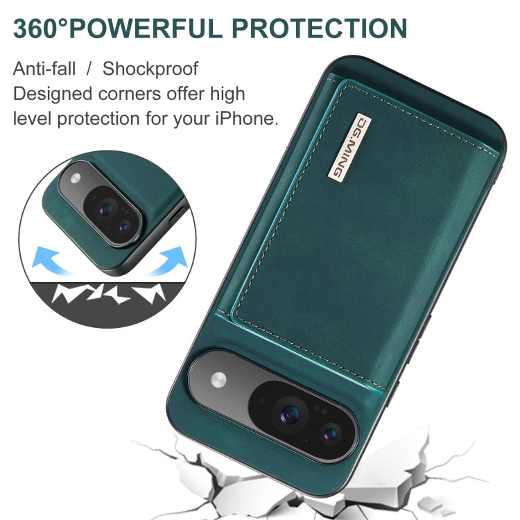 For Google Pixel 9 / 9 Pro DG.MING M1 Series 3-Fold Multi Card Wallet + Magnetic Phone Case(Green)