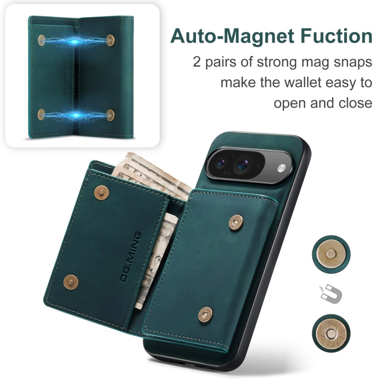 For Google Pixel 9 / 9 Pro DG.MING M1 Series 3-Fold Multi Card Wallet + Magnetic Phone Case(Green)