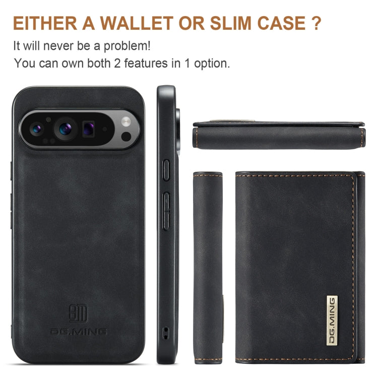 For Google Pixel 9 Pro XL DG.MING M1 Series 3-Fold Multi Card Wallet + Magnetic Phone Case(Black)