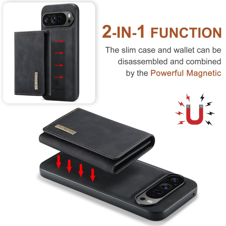 For Google Pixel 9 Pro XL DG.MING M1 Series 3-Fold Multi Card Wallet + Magnetic Phone Case(Black)
