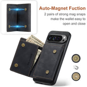 For Google Pixel 9 Pro XL DG.MING M1 Series 3-Fold Multi Card Wallet + Magnetic Phone Case(Black)