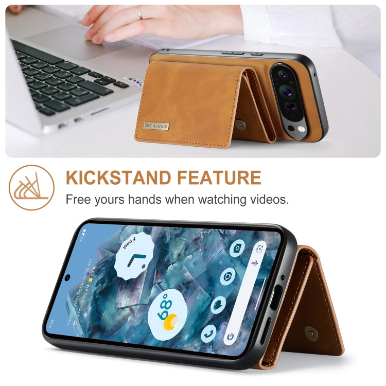 For Google Pixel 9 Pro XL DG.MING M1 Series 3-Fold Multi Card Wallet + Magnetic Phone Case(Brown)