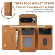 For Google Pixel 9 Pro XL DG.MING M1 Series 3-Fold Multi Card Wallet + Magnetic Phone Case(Brown)