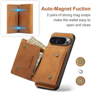 For Google Pixel 9 Pro XL DG.MING M1 Series 3-Fold Multi Card Wallet + Magnetic Phone Case(Brown)