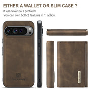 For Google Pixel 9 Pro XL DG.MING M1 Series 3-Fold Multi Card Wallet + Magnetic Phone Case(Coffee)