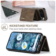 For Google Pixel 9 Pro XL DG.MING M1 Series 3-Fold Multi Card Wallet + Magnetic Phone Case(Coffee)