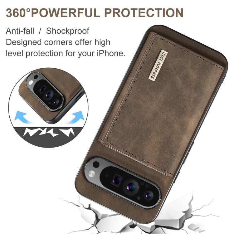 For Google Pixel 9 Pro XL DG.MING M1 Series 3-Fold Multi Card Wallet + Magnetic Phone Case(Coffee)