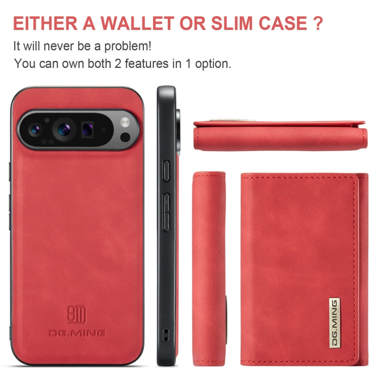 For Google Pixel 9 Pro XL DG.MING M1 Series 3-Fold Multi Card Wallet + Magnetic Phone Case(Red)