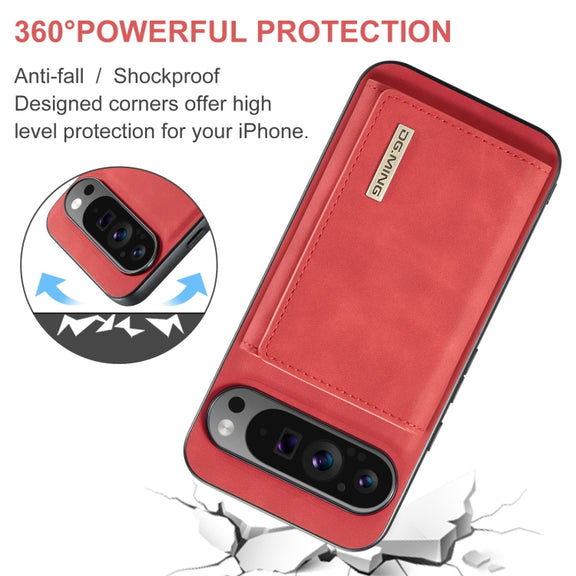 For Google Pixel 9 Pro XL DG.MING M1 Series 3-Fold Multi Card Wallet + Magnetic Phone Case(Red)